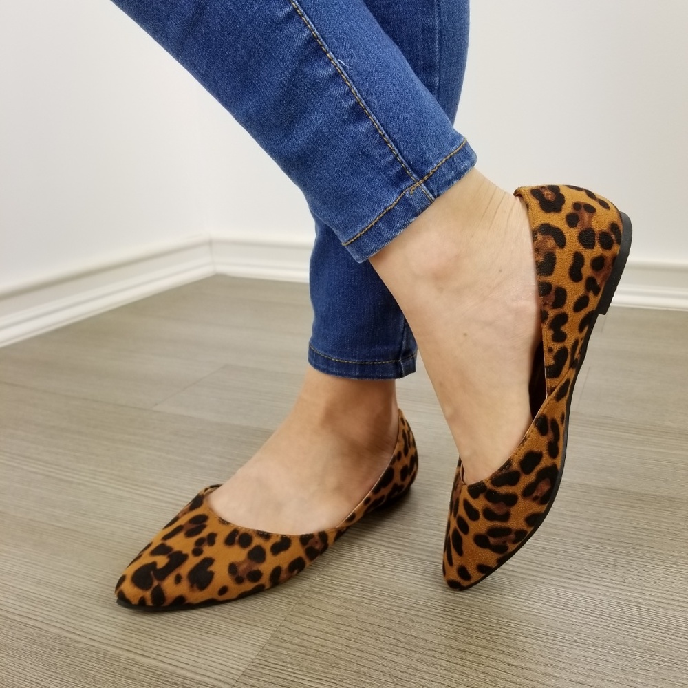 Leopard Print Vegan Suede Slip On Flats - Picture 11 of 16
